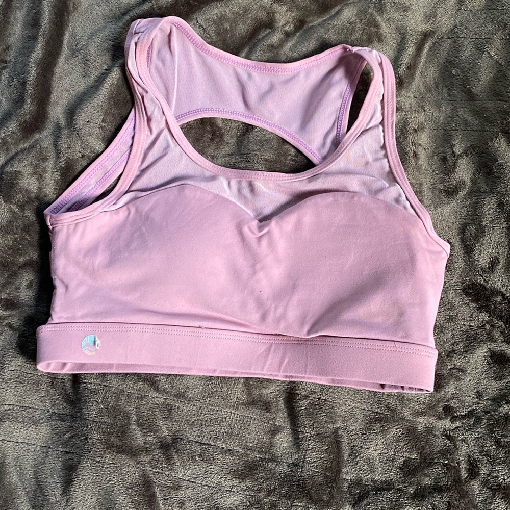 Pink mesh sports bra